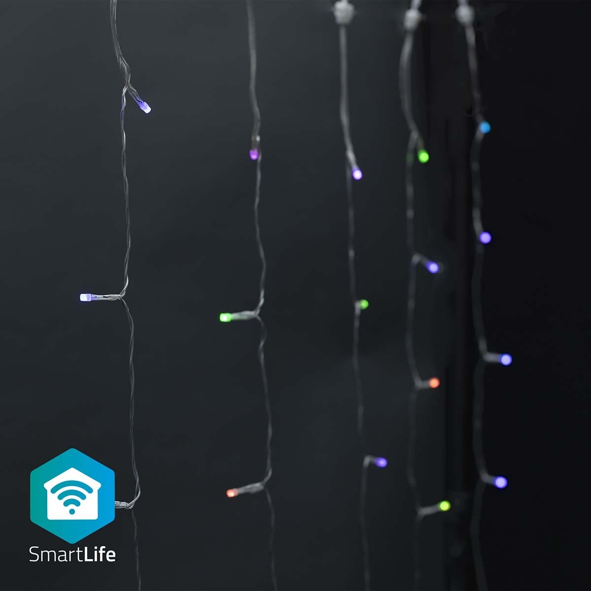 Slimme Wifi LED Gordijn - RGB - 3 x 3 meter - 180 LED's - IP65 - Transparant