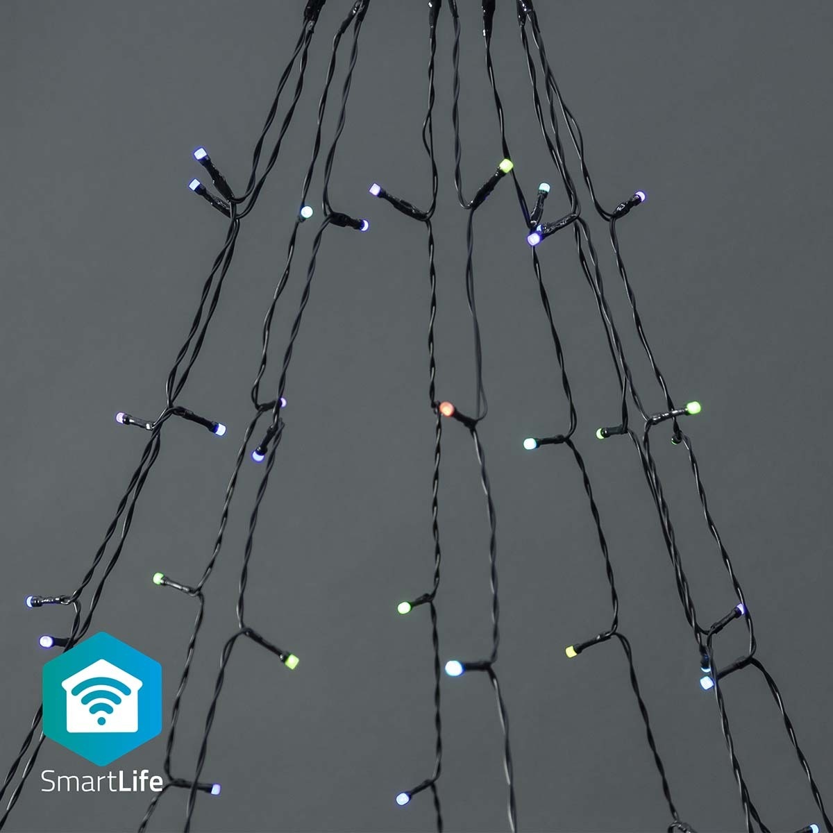 Slimme Wifi LED Kerstboom Verlichting - RGB - 10 x 2 meter - 180 LED's - IP65 - Zwart