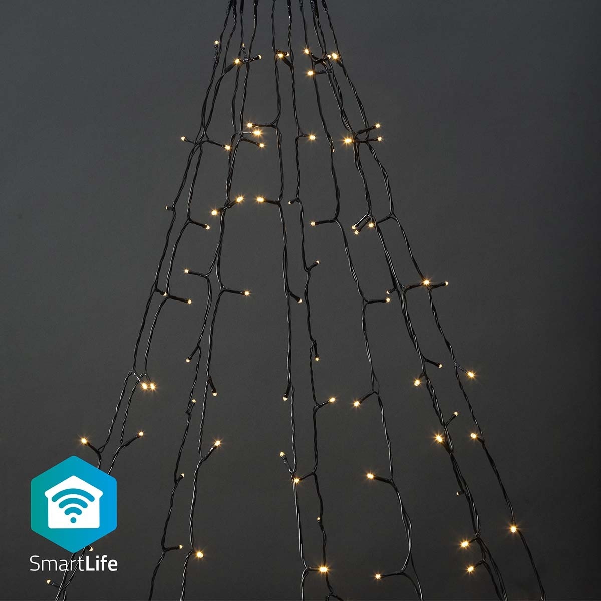 Slimme Wifi LED Kerstboom Verlichting - Warm Wit - 10 x 2 meter - 200 LED's - IP65 - Zwart