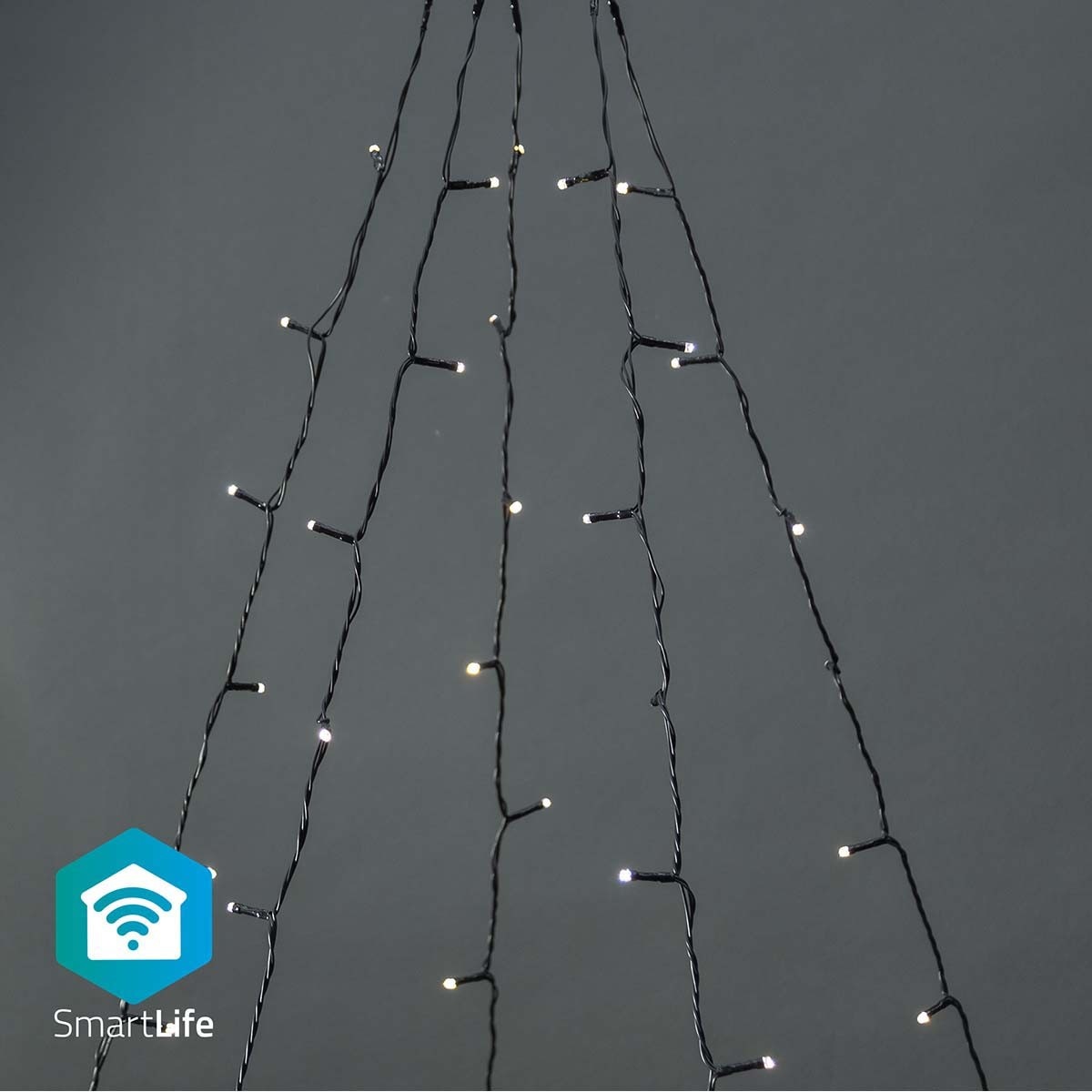 Slimme Wifi LED Kerstboom Verlichting - Warm Wit - 5 x 4 meter - 200 LED's - IP65 - Zwart