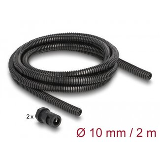 Delock Cable protection sleeve 2 m x 10 mm with PG7 conduit fitting set black