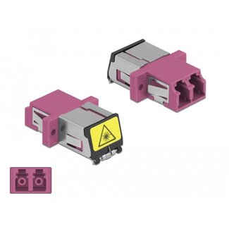 DeLOCK Delock Optical Fiber Coupler with laser protection flip LC Duplex female to LC Duplex female Multi-mode violet