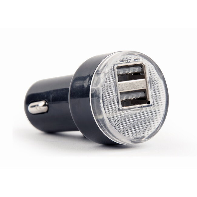 2-poorts USB autolader, 2.1 A, zwart