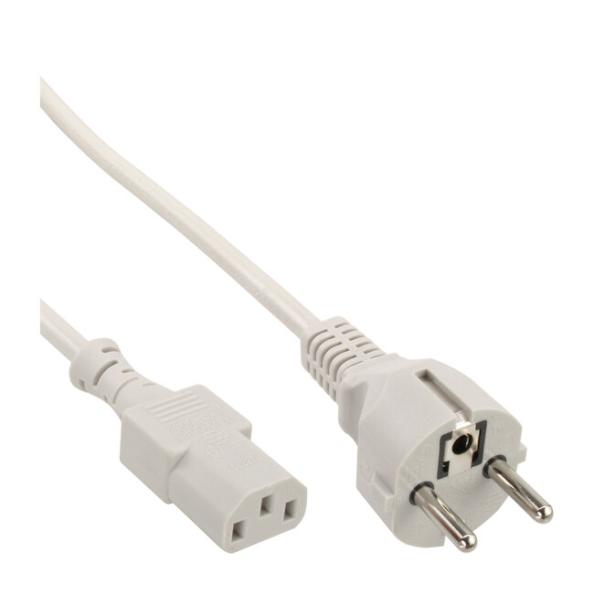 InLine® Voedingskabel, Type F recht naar IEC connector, 1.5m, grijs