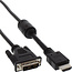 InLine® HDMI-DVI kabel, 19-pins M naar 18+1, zwart, 5m, met ferrietkernen