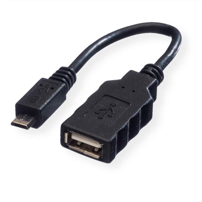 ROLINE USB 2.0 Kabel, USB A Female - Micro USB B Male, OTG, 0,15 m