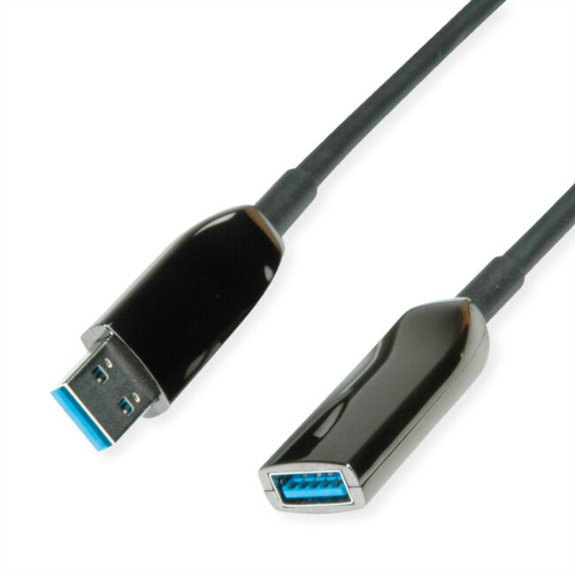 ROLINE Aktieve USB 3.2 Gen 1 verlengkabel, AOC, zwart, 15 m