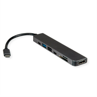 Value VALUE USB TypE C Dockingstation, HDMI 4K60, 2x USB2.0 (A+C) + 1x USB3.2 Gen1 (A), 1x PD, 1x SD/TF