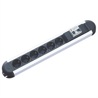 Bachmann BACHMANN PRIMO RCD stekkerdoos 6x geaard contact 1xRCD gezekerd, aluminium, 2 m