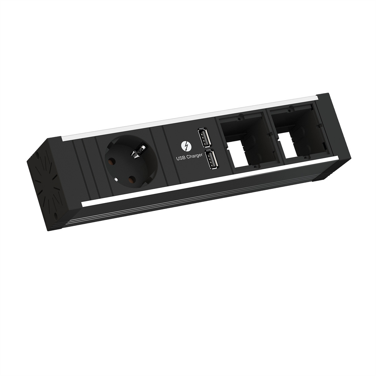 BACHMANN VENID 2x Geaard stopcontact, 2x ABD 1x USB Oplader, zwart |