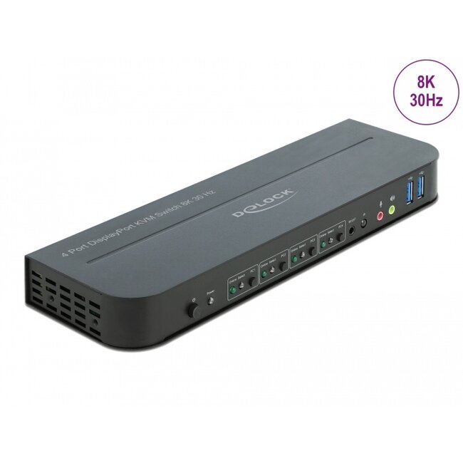 Delock DisplayPort 1.4 KVM Switch 8K 30 Hz with USB 3.0 and Audio