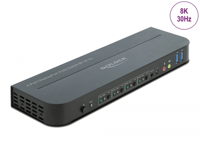 DeLOCK DisplayPort 1.4 KVM Switch kvm-switch 8K 30 Hz, USB 3.0, Audio