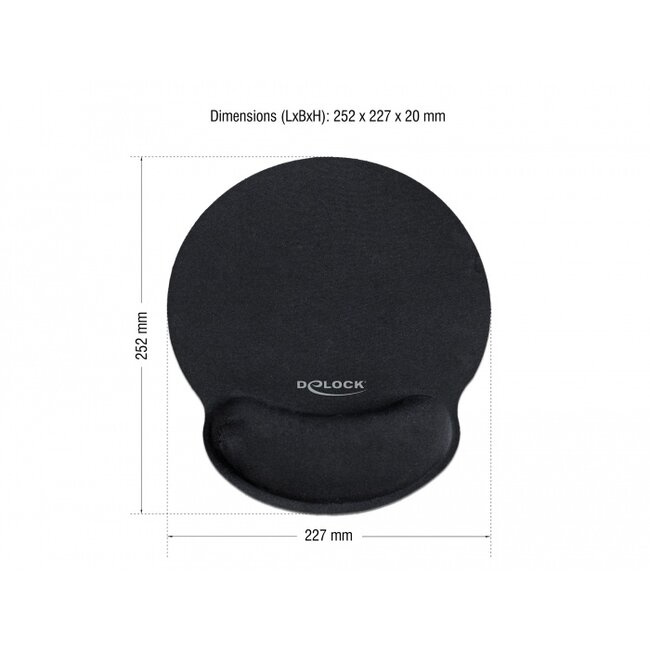 Delock Ergonomic Mouse pad with Wrist Rest black 252 x 227 mm