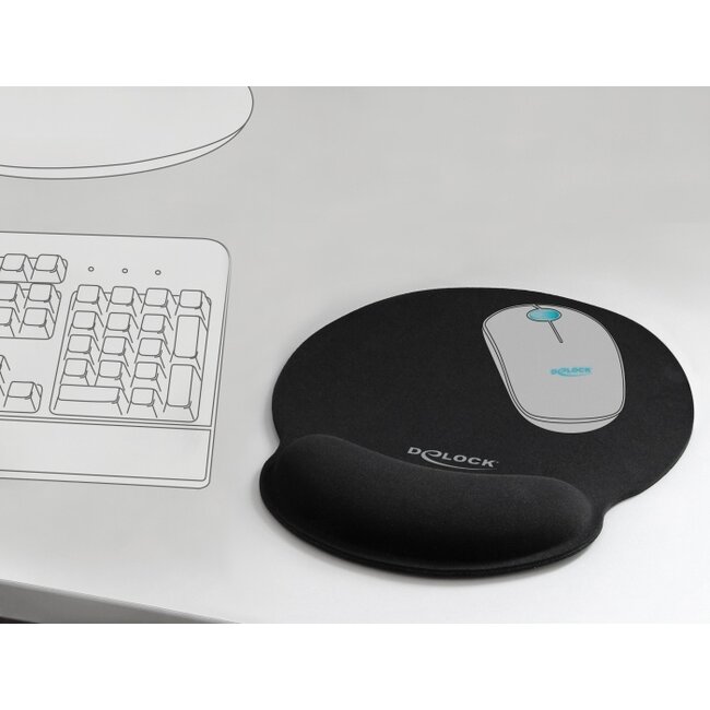 Delock Ergonomic Mouse pad with Wrist Rest black 252 x 227 mm