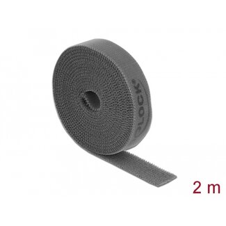 DeLOCK Delock Hook-and-loop tape on roll L 2 m x W 15 mm grey