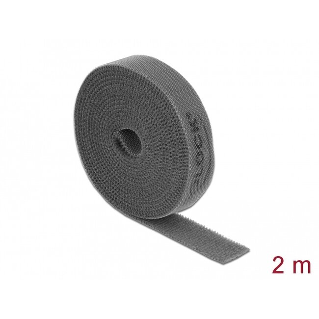 Delock Hook-and-loop tape on roll L 2 m x W 15 mm grey