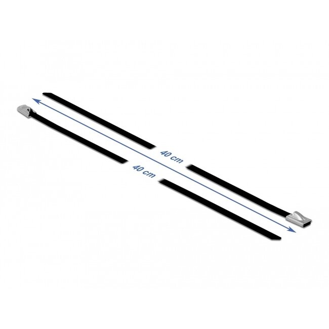 Delock Stainless Steel Cable Ties L 400 x W 4.6 mm black 10 pieces