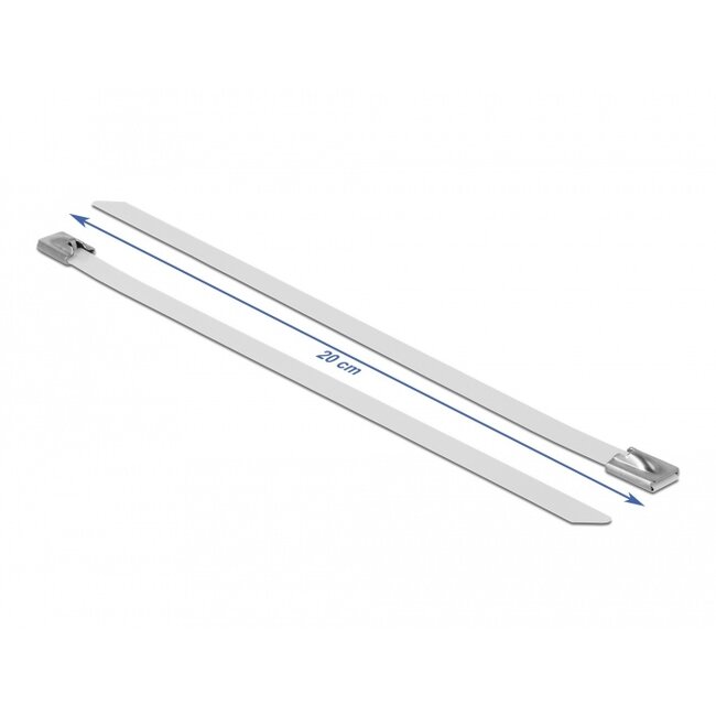 Delock Stainless Steel Cable Ties L 200 x W 7.9 mm white 10 pieces