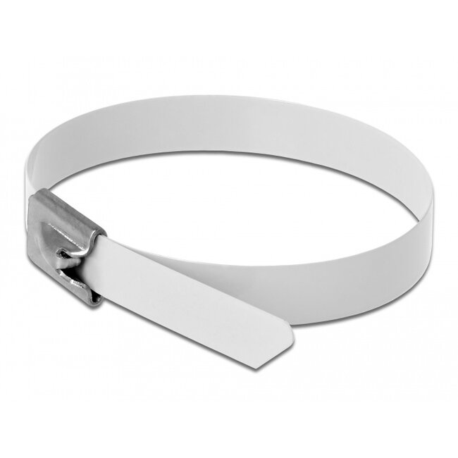 Delock Stainless Steel Cable Ties L 200 x W 7.9 mm white 10 pieces