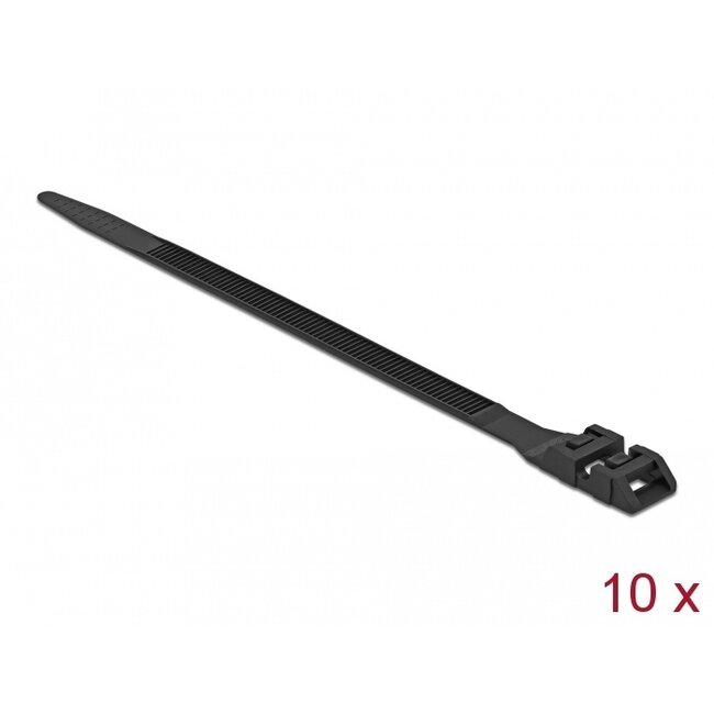 Delock Cable Tie with Double Locking L 190 x W 9 mm black 10 pieces