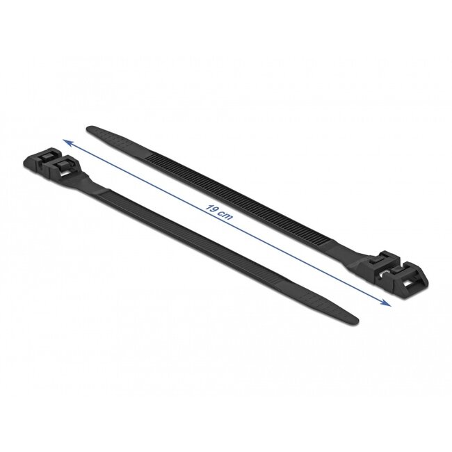 Delock Cable Tie with Double Locking L 190 x W 9 mm black 10 pieces