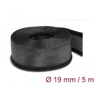 DeLOCK Delock Braided Sleeving with Hook-and-Loop Fastener 5 m x 19 mm black