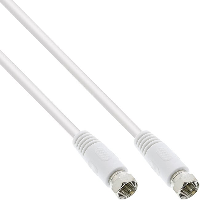 InLine® SAT kabel, 2x afgeschermd, 2x F-stekker, >75dB, wit, 10m