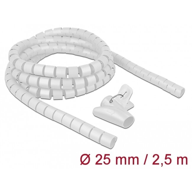 Delock Spiral Hose with Pull-in Tool 2.5 m x 25 mm white
