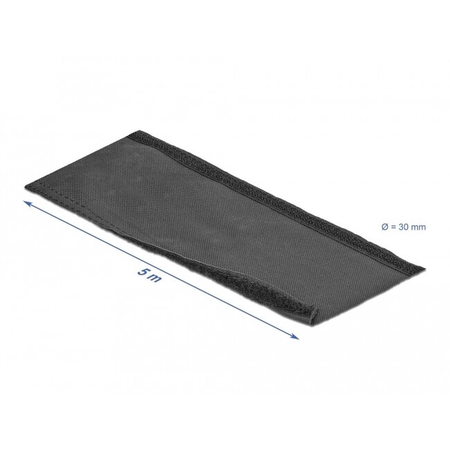 Delock Woven Sleeve with Hook-and-Loop Fastener heat-resistant 5 m x 30 mm black