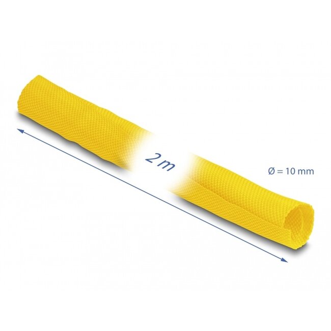 Delock Woven Sleeve self-closing heat-resistant 2 m x 10 mm yellow