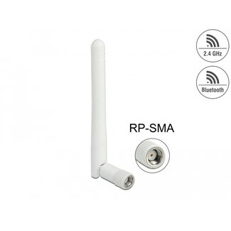 DeLOCK Delock WLAN 802.11 b/g/n Antenna RP-SMA plug 2 dBi omnidirectional with tilt joint white