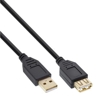 InLine® InLine® USB 2.0 kabel, zwart, vergulde contacten, AM/AF, 3m