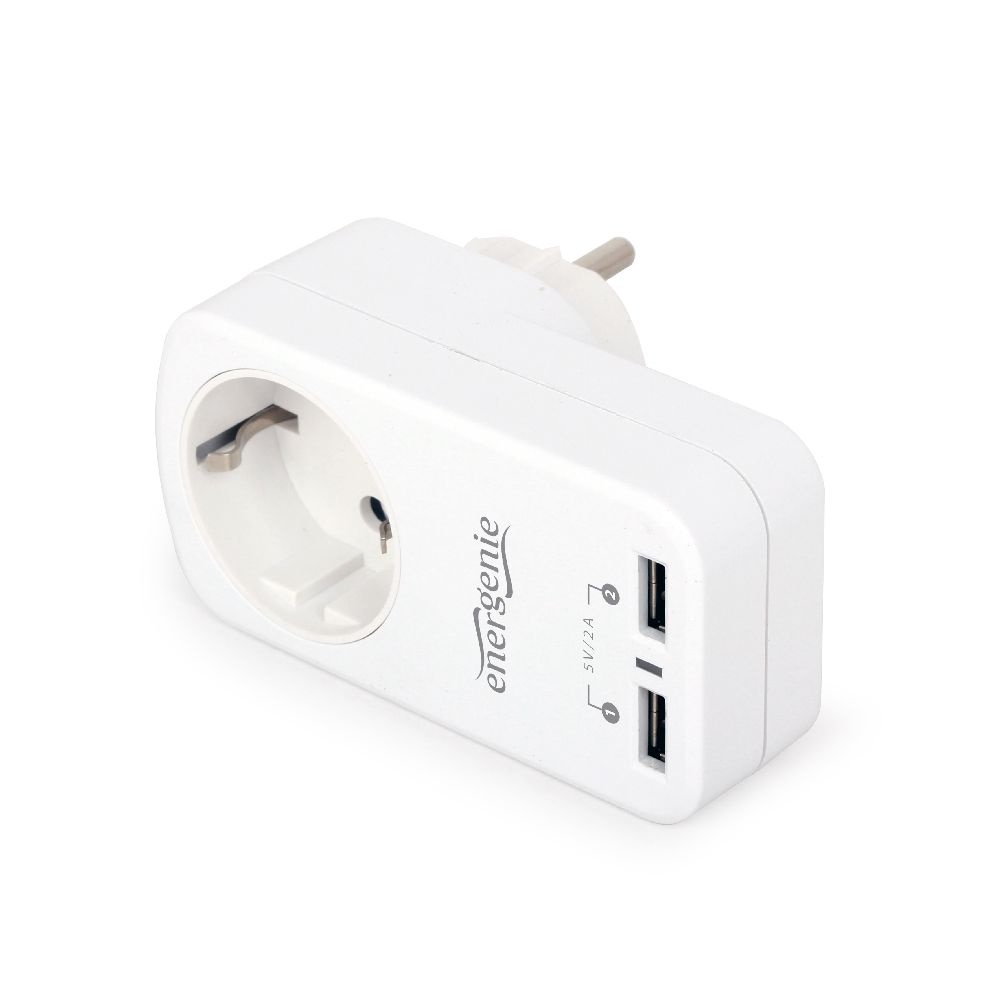 2-poorts universele USB lader met stekkerdoorvoer, 2.1 A