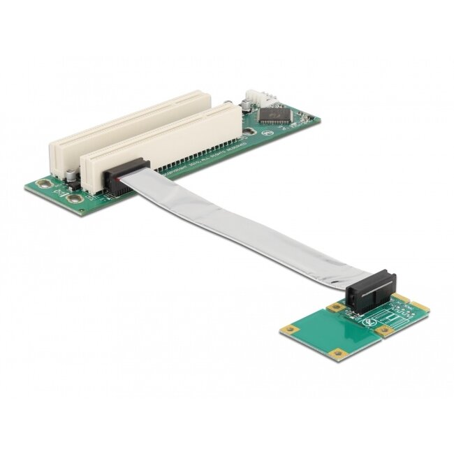 Delock Riser Card Mini PCI Express > 2 x PCI with flexible cable 13 cm left insertion