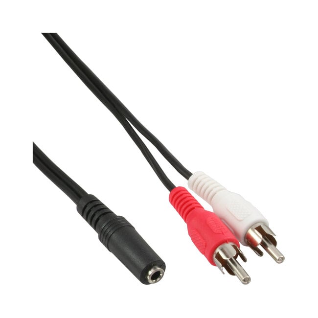 InLine® Audiokabel, 2x Tulp M naar 3.5mm V stereo, 0.2m