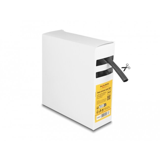 Delock Heat shrink tube Box, with inside adhesive, shrinkage ratio 4:1, 5 m x 8 mm black