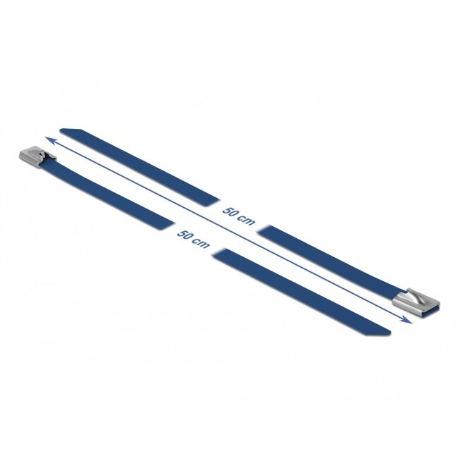 Delock Stainless Steel Cable Ties L 500 x W 7.9 mm blue 10 pieces