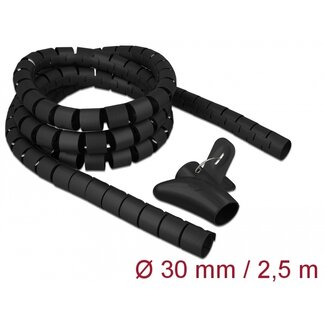 DeLOCK Delock Spiral Hose with Pull-in Tool 2.5 m x 30 mm black
