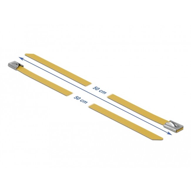 Delock Stainless Steel Cable Ties L 500 x W 7.9 mm yellow 10 pieces