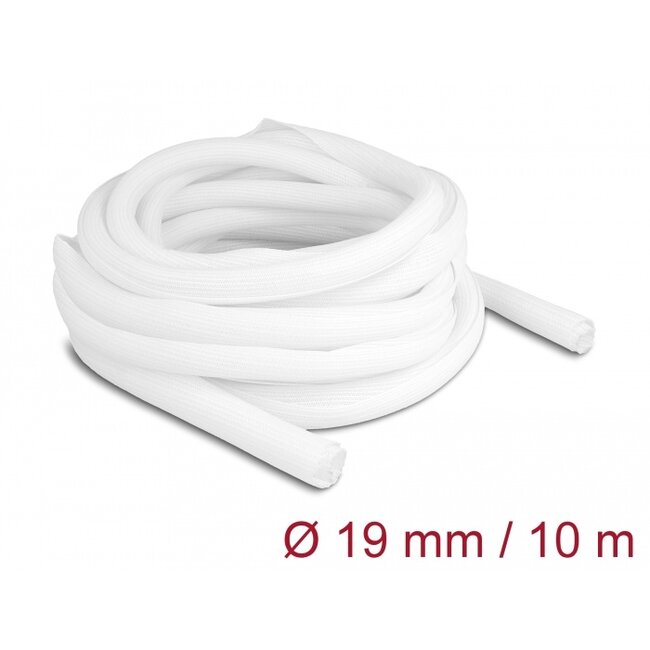 Delock Braided Sleeve self-closing 10 m x 19 mm white