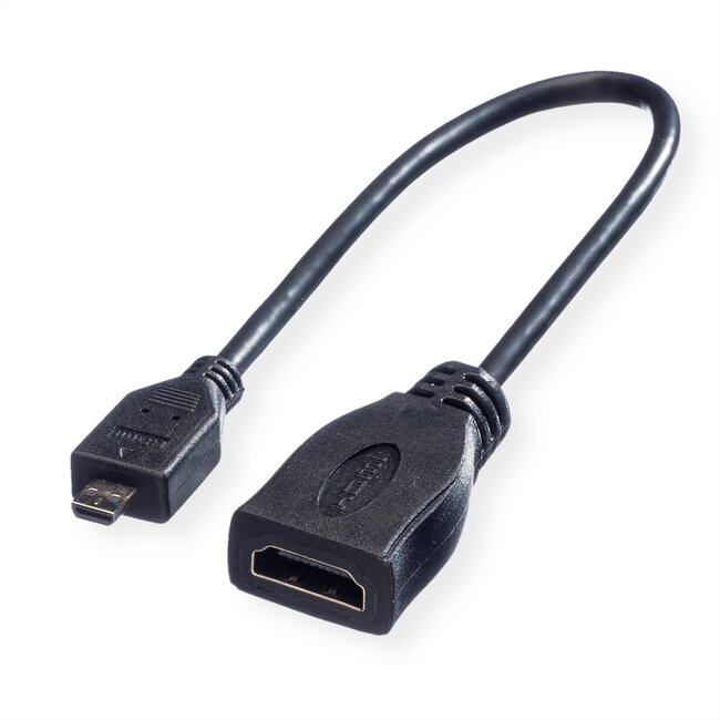 ROLINE HDMI High Speed Kabel met Ethernet, HDMI F - Micro HDMI M, 0,15 m