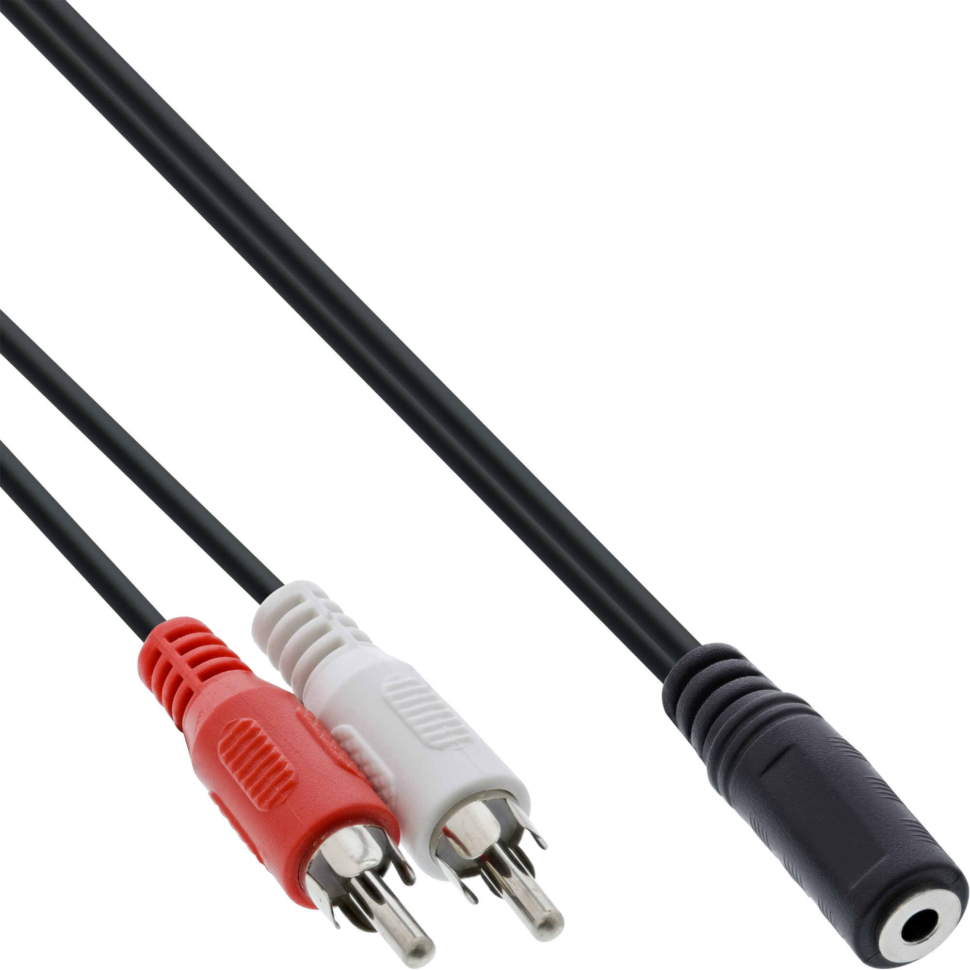 InLine 89940A. Aansluiting 1: 2 x RCA, Aansluiting 1 type: Mannelijk, Aansluiting 2: 3.5mm, Aansluiting 2 type: Mannelijk, AWG draad omvang: 28, Snoerlengte: 1 m, Kleur van het pro