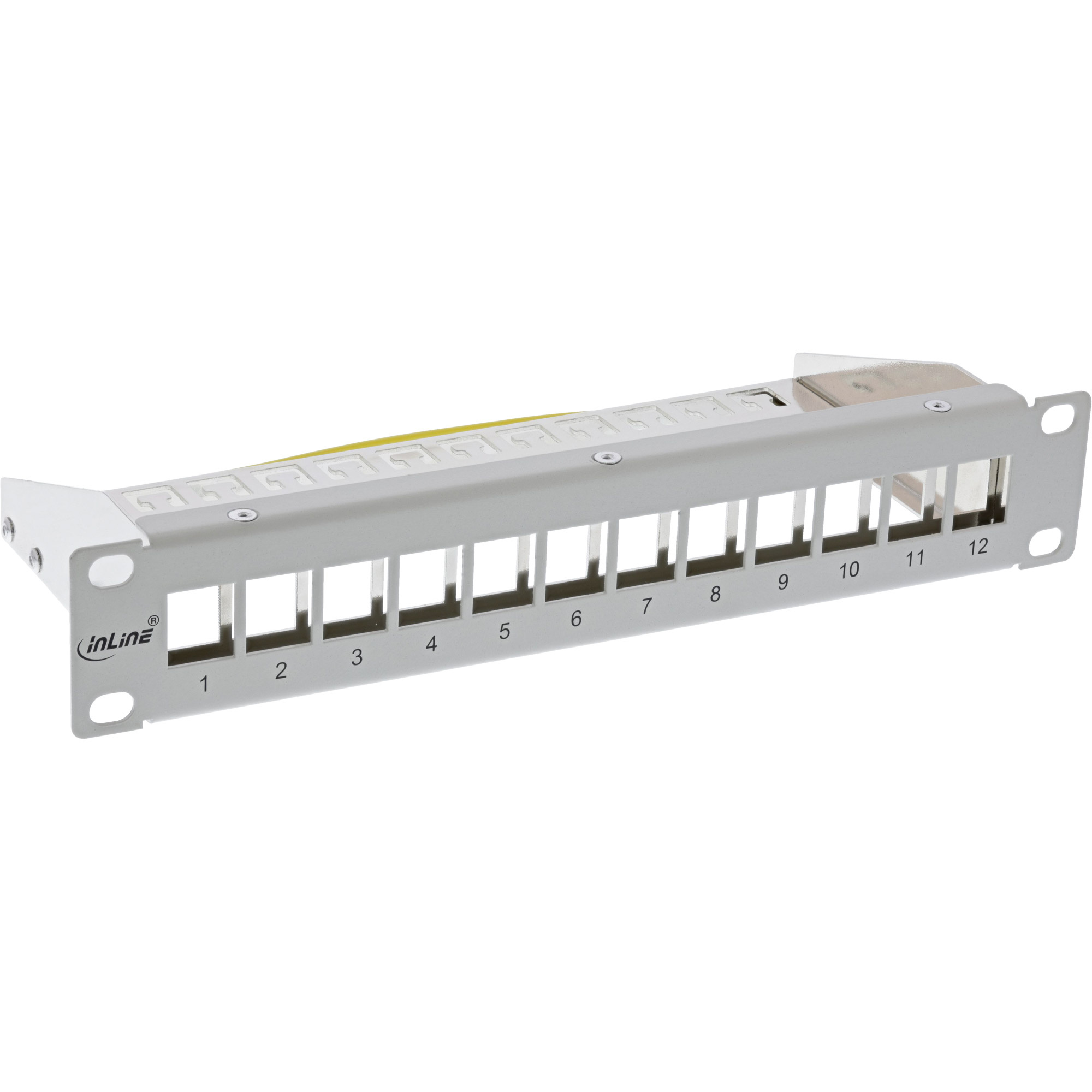 12-poorts Leeg Patchpaneel - Geschikt voor Cat6 en Cat6a Keystones - 1U - Grijs