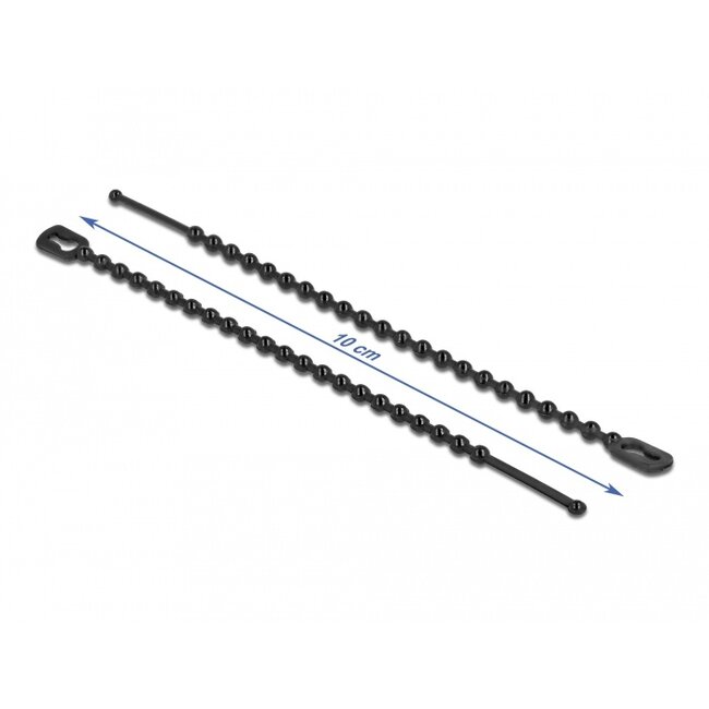 Delock Beaded Cable Tie reusable L 100 x W 2.4 mm black 100 pieces