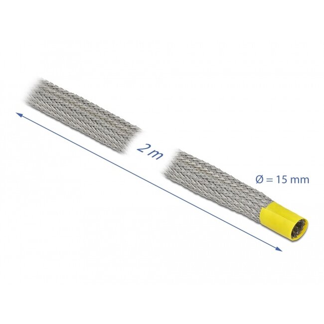 Delock Braided sleeve for EMC shielding stretchable 2 m x 15 mm