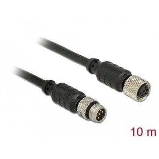DeLOCK Delock M8 sensor / actuator extension cable M8 6 Pin male to M8 6 Pin female waterproof 10 m