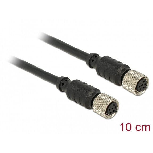 Delock M8 sensor / actuator extension cable 6 Pin Female to 6 Pin Female waterproof 10 cm