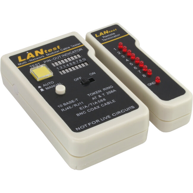 InLine® Tester voor BNC, RJ11, RJ45 met Tasche