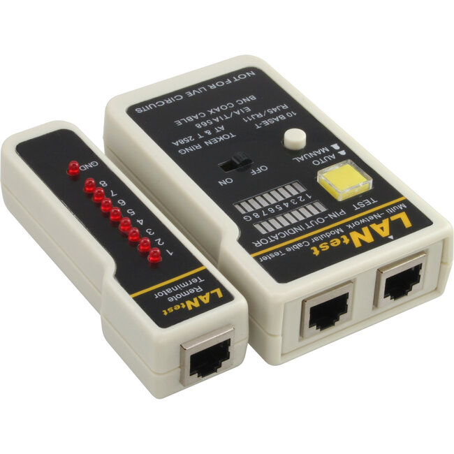 InLine® Tester voor BNC, RJ11, RJ45 met Tasche