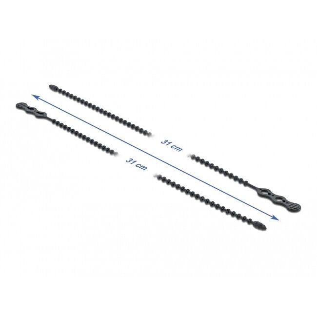Delock Beaded Cable Tie reusable L 310 x W 4.5 mm black 10 pieces
